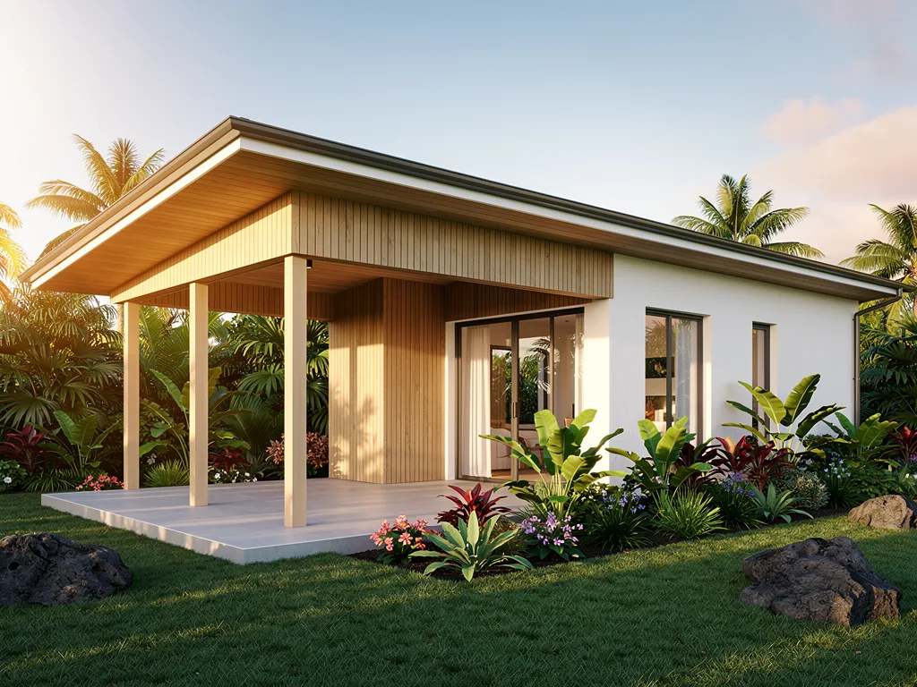 Maison contemporaine, bardage bois et enduit blanc — étude de permis de construire, La Réunion
